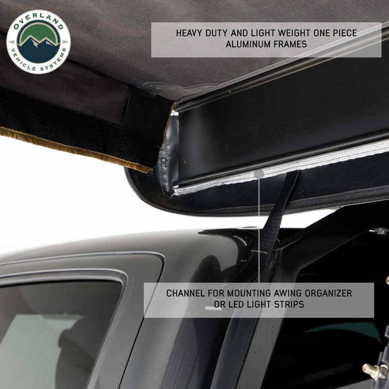 Overland Vehicle Systems HD Nomadic 270 LTE Awning - Passenger Side - Dark Gray with Black Travel Cover Universal - Angler's Pro Tackle & Outdoors