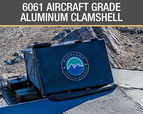 Overland Vehicle Systems HD Sidewinder Side Load Aluminum Hard Shell Roof Top Tent, Grey Body & Green Trim - Angler's Pro Tackle & Outdoors