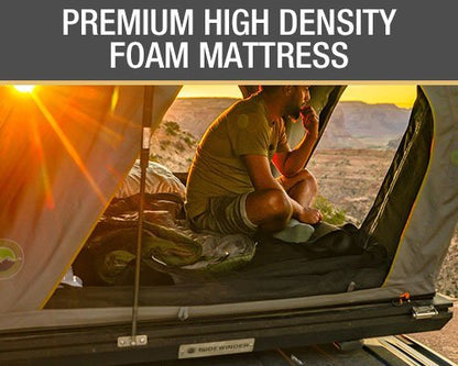 Overland Vehicle Systems HD Sidewinder Side Load Aluminum Hard Shell Roof Top Tent, Grey Body & Green Trim - Angler's Pro Tackle & Outdoors