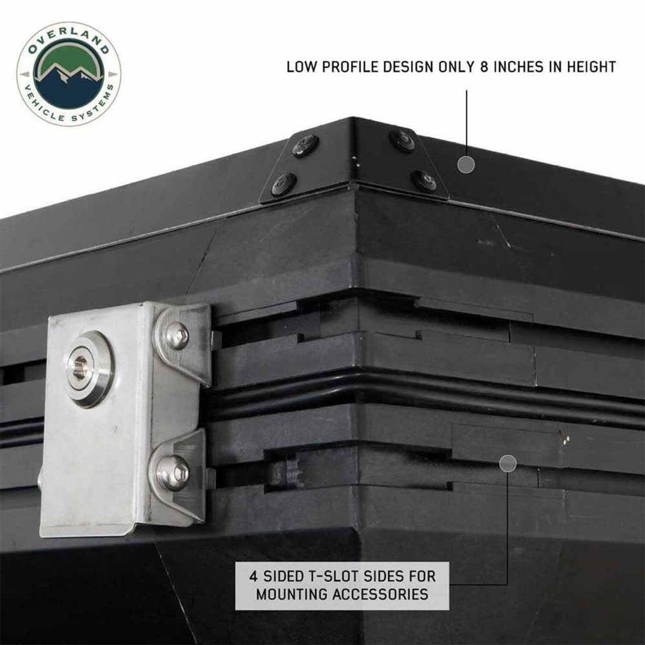 Overland Vehicle Systems HD Sidewinder Side Load Aluminum Hard Shell Roof Top Tent, Grey Body & Green Trim - Angler's Pro Tackle & Outdoors