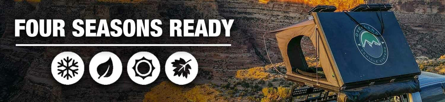 Overland Vehicle Systems HD Sidewinder Side Load Aluminum Hard Shell Roof Top Tent, Grey Body & Green Trim - Angler's Pro Tackle & Outdoors