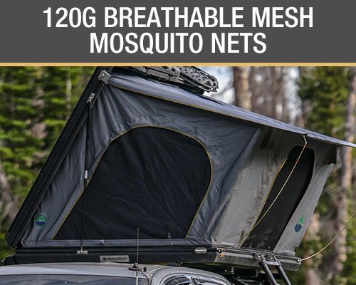 Overland Vehicle Systems HD Sidewinder Side Load Aluminum Hard Shell Roof Top Tent, Grey Body & Green Trim - Angler's Pro Tackle & Outdoors