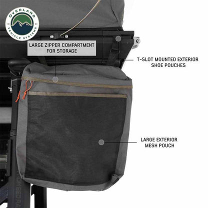 Overland Vehicle Systems HD Sidewinder Side Load Aluminum Hard Shell Roof Top Tent, Grey Body & Green Trim - Angler's Pro Tackle & Outdoors