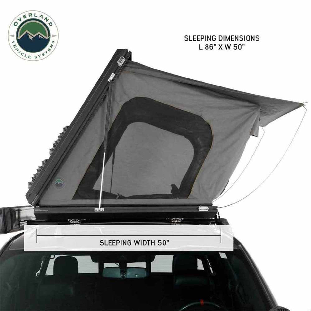 Overland Vehicle Systems HD Sidewinder Side Load Aluminum Hard Shell Roof Top Tent, Grey Body & Green Trim - Angler's Pro Tackle & Outdoors