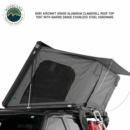 Overland Vehicle Systems HD Sidewinder Side Load Aluminum Hard Shell Roof Top Tent, Grey Body & Green Trim - Angler's Pro Tackle & Outdoors