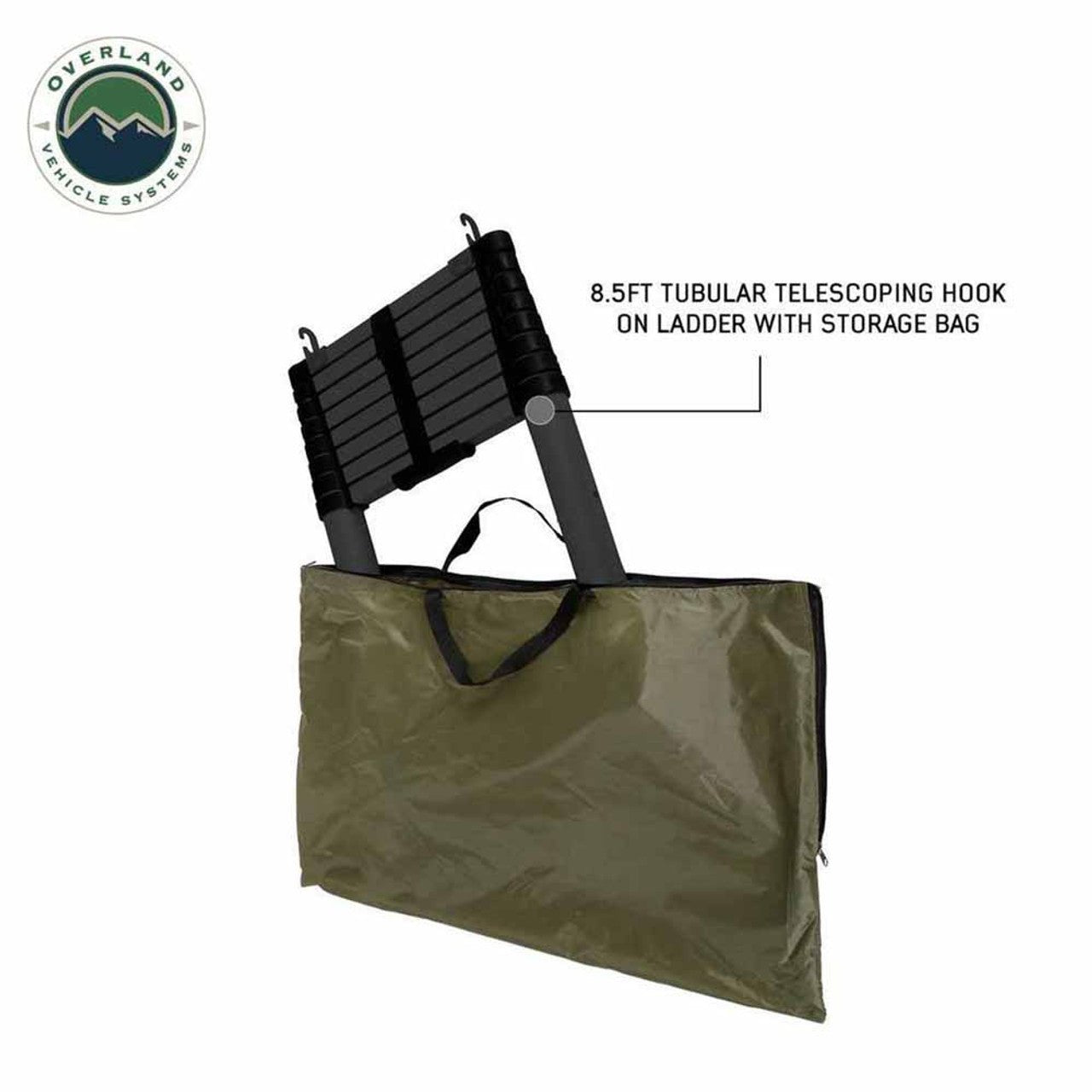 Overland Vehicle Systems HD Sidewinder Side Load Aluminum Hard Shell Roof Top Tent, Grey Body & Green Trim - Angler's Pro Tackle & Outdoors