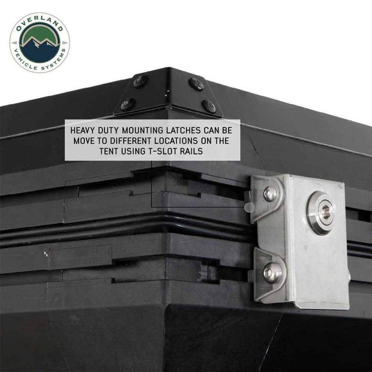 Overland Vehicle Systems HD Sidewinder Side Load Aluminum Hard Shell Roof Top Tent, Grey Body & Green Trim - Angler's Pro Tackle & Outdoors