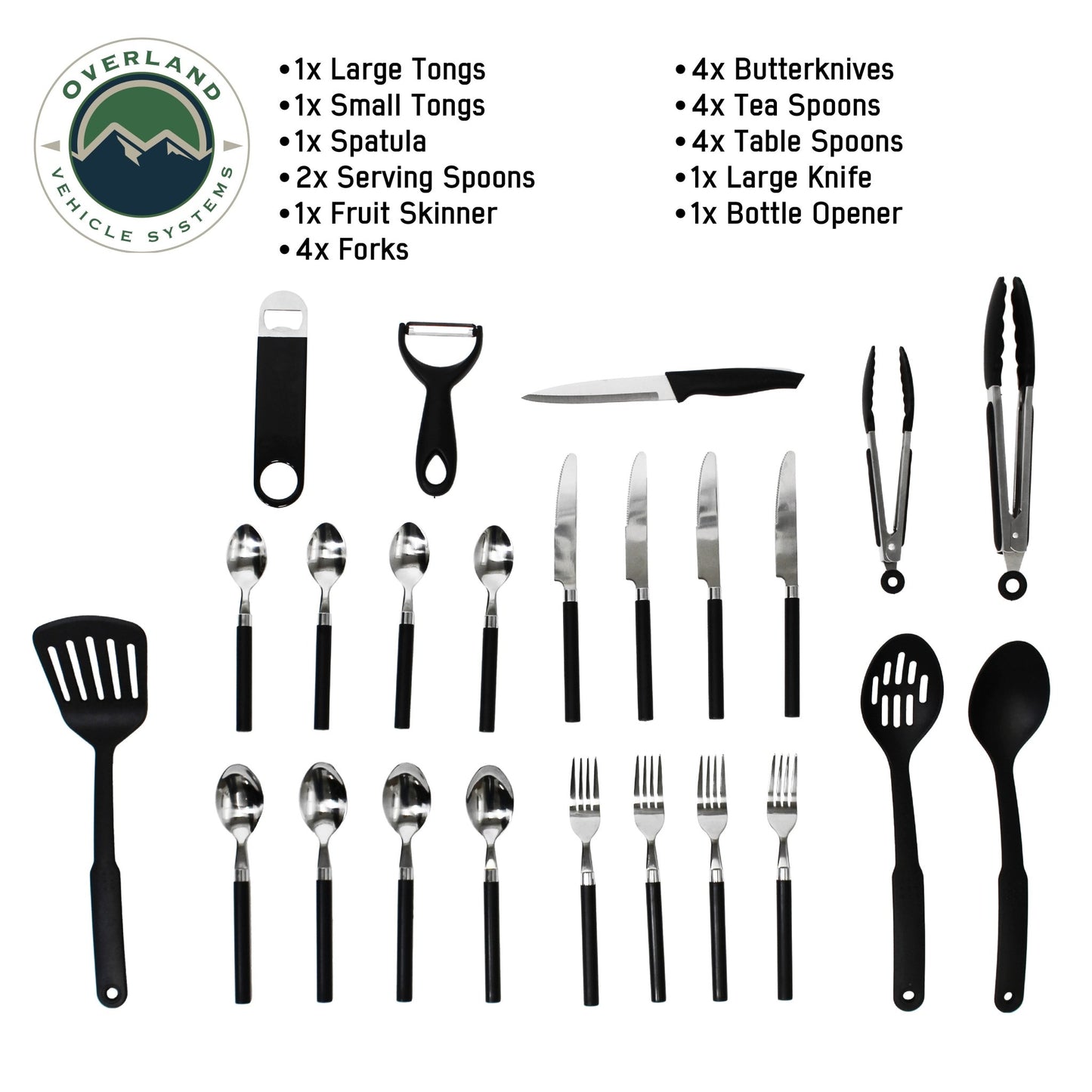 Overland Vehicle Systems Overland Kitchen Kit - 24 Piece Cooking and Utensil Kit, Hanging Carrying Case - Angler's Pro Tackle & Outdoors