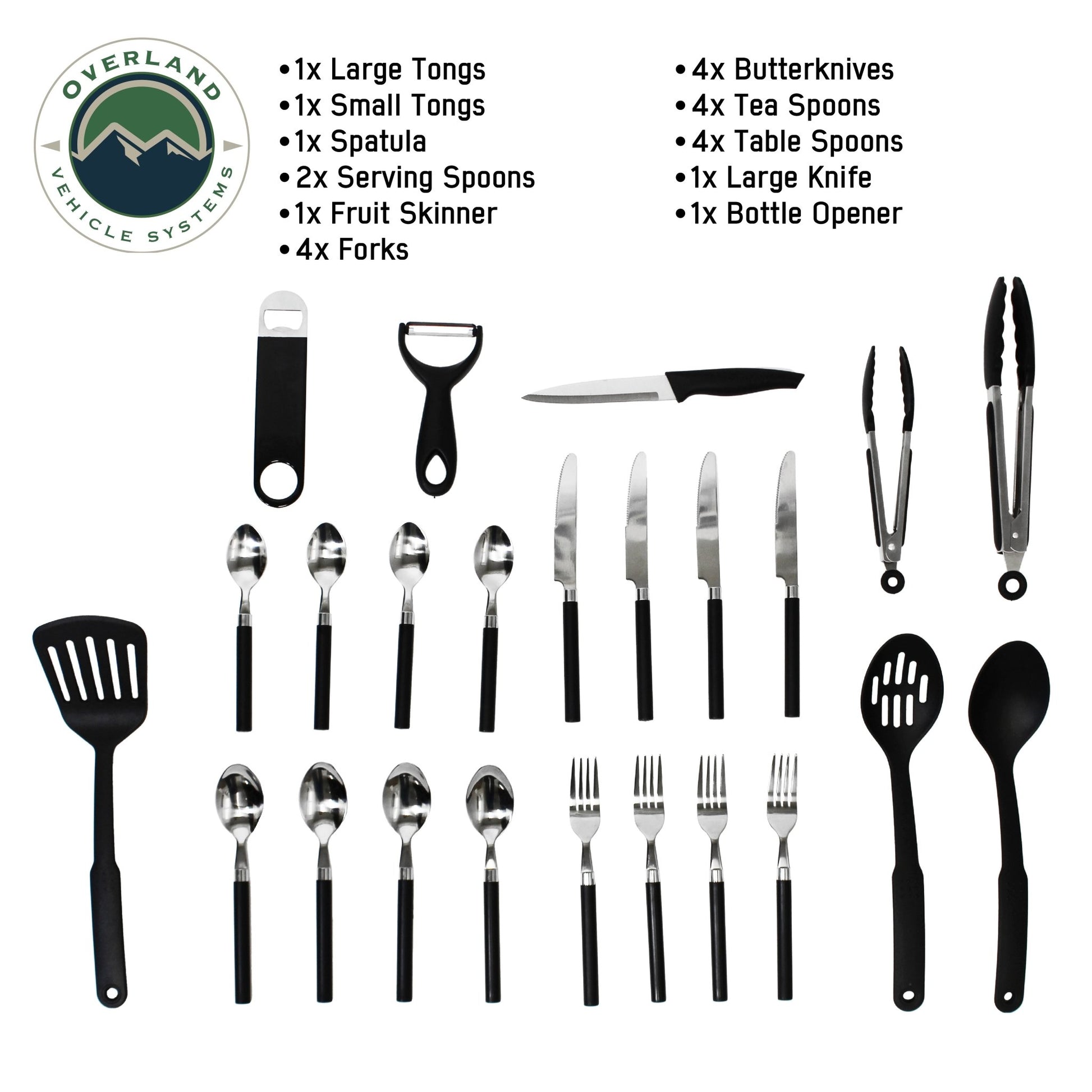 Overland Vehicle Systems Overland Kitchen Kit - 24 Piece Cooking and Utensil Kit, Hanging Carrying Case - Angler's Pro Tackle & Outdoors