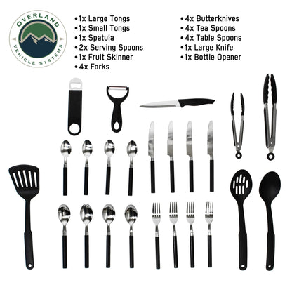 Overland Vehicle Systems Overland Kitchen Kit - 24 Piece Cooking and Utensil Kit, Hanging Carrying Case - Angler's Pro Tackle & Outdoors