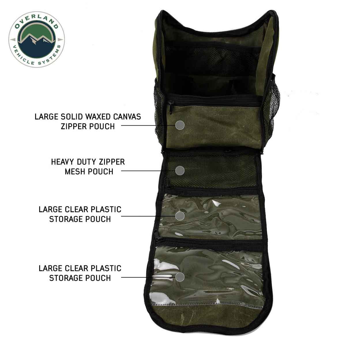 Overland Vehicle Systems Overnight Bag with Handle & Straps - #16 Waxed Canvas Storage - Angler's Pro Tackle & Outdoors
