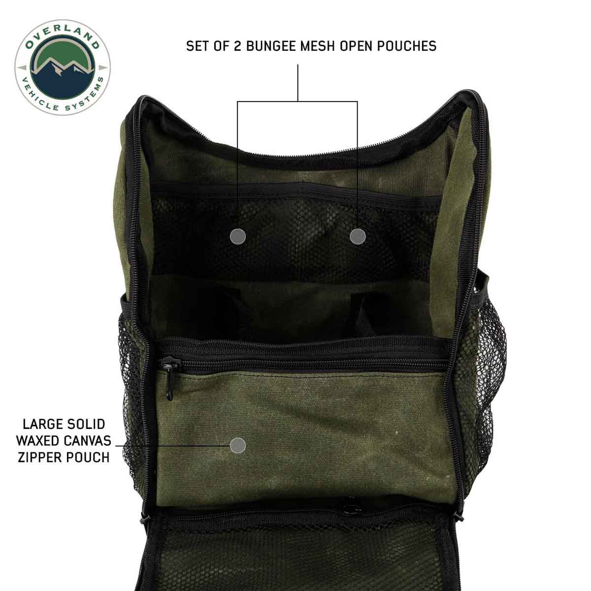 Overland Vehicle Systems Overnight Bag with Handle & Straps - #16 Waxed Canvas Storage - Angler's Pro Tackle & Outdoors
