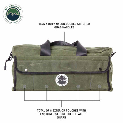 Overland Vehicle Systems Small Duffle Bag with Handle & Straps - #16 Waxed Canvas Storage - Angler's Pro Tackle & Outdoors