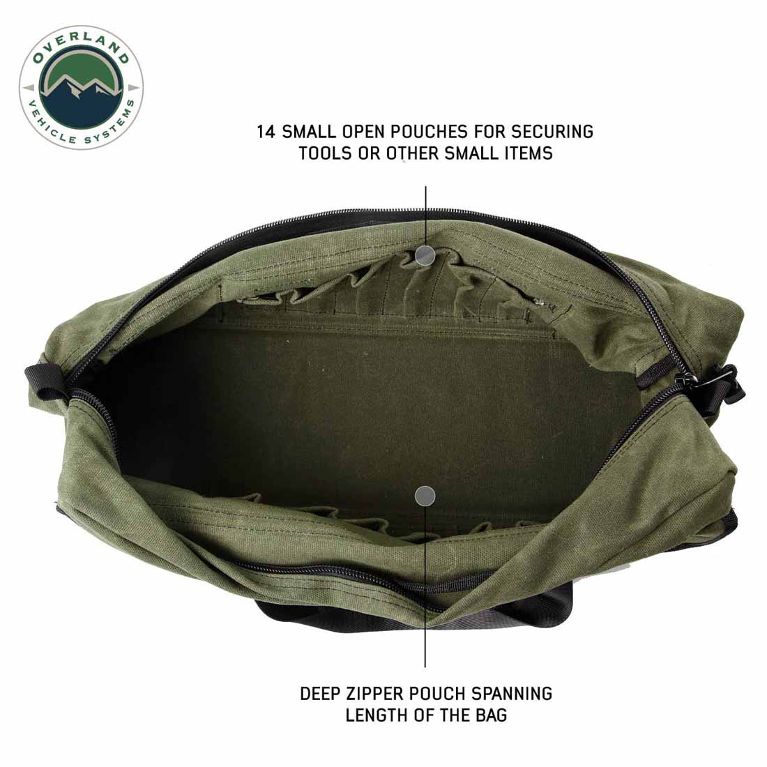 Overland Vehicle Systems Small Duffle Bag with Handle & Straps - #16 Waxed Canvas Storage - Angler's Pro Tackle & Outdoors