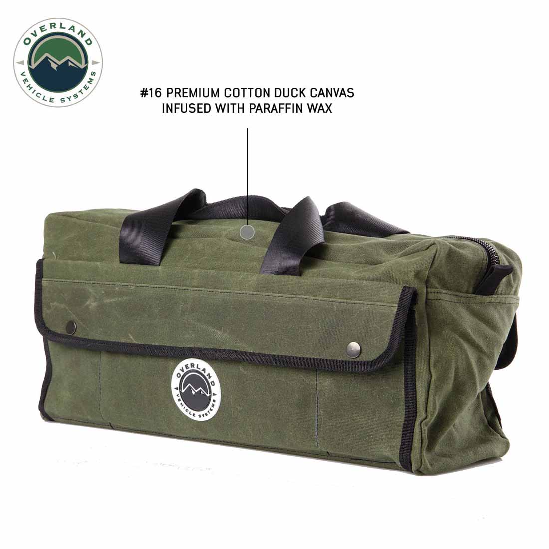 Overland Vehicle Systems Small Duffle Bag with Handle & Straps - #16 Waxed Canvas Storage - Angler's Pro Tackle & Outdoors