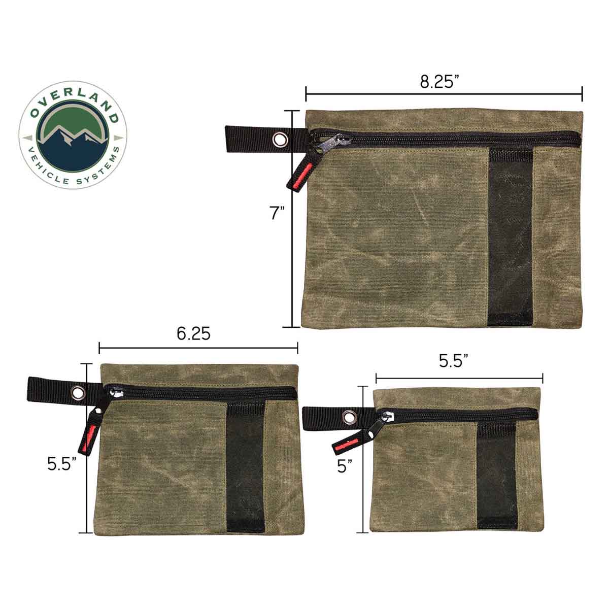 Overland Vehicle Systems Small Size 3 - Bag Set of Storage Bags - #12 Waxed Canvas - Angler's Pro Tackle & Outdoors