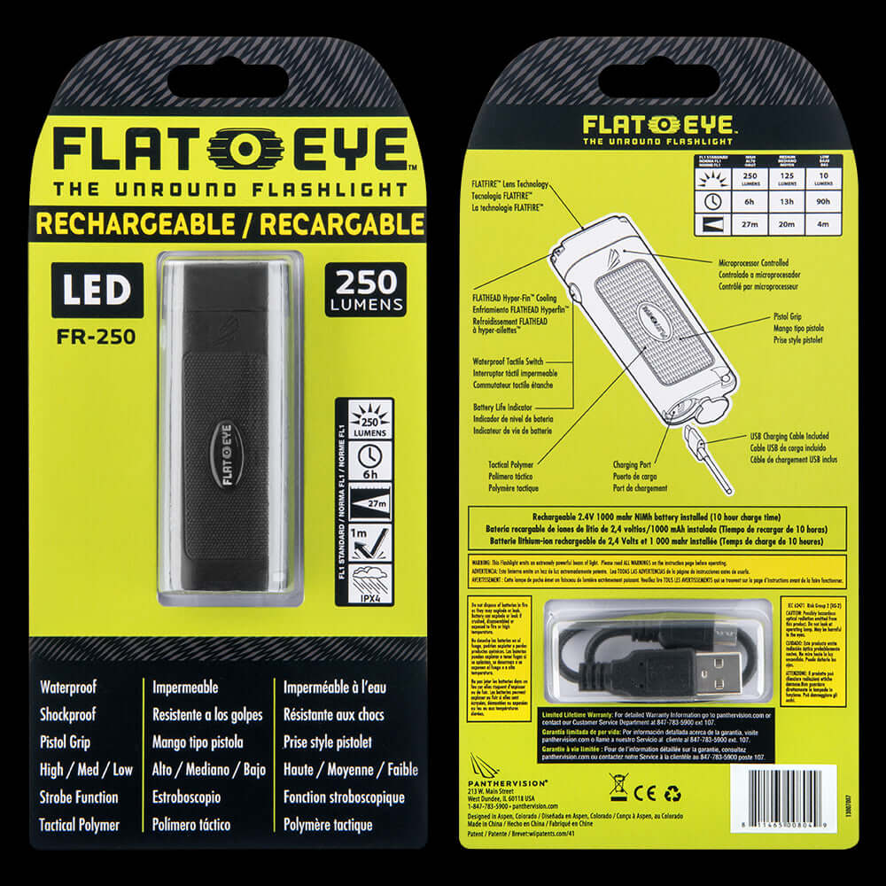 Panther Vision FLATEYE™ Rechargeable FR - 250 Flashlight – 250 Lumens - Angler's Pro Tackle & Outdoors