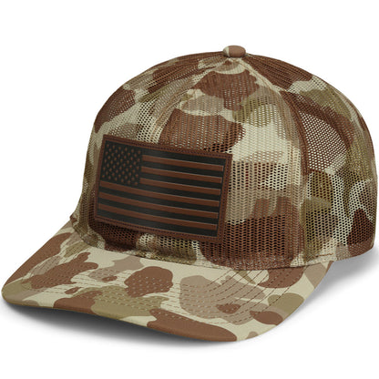 Paramount Outdoors Old School Desert Camo All Mesh Leather Patch American Flag Hat