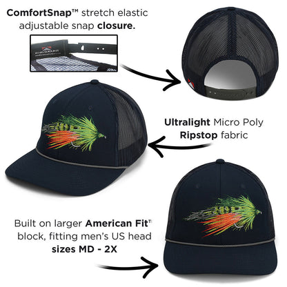 Paramount Outdoors Fire Tiger Streamer Fly Fishing Mesh Back Rope Cap