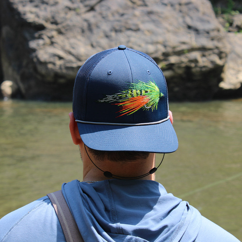 Paramount Outdoors Fire Tiger Streamer Fly Fishing Mesh Back Rope Cap