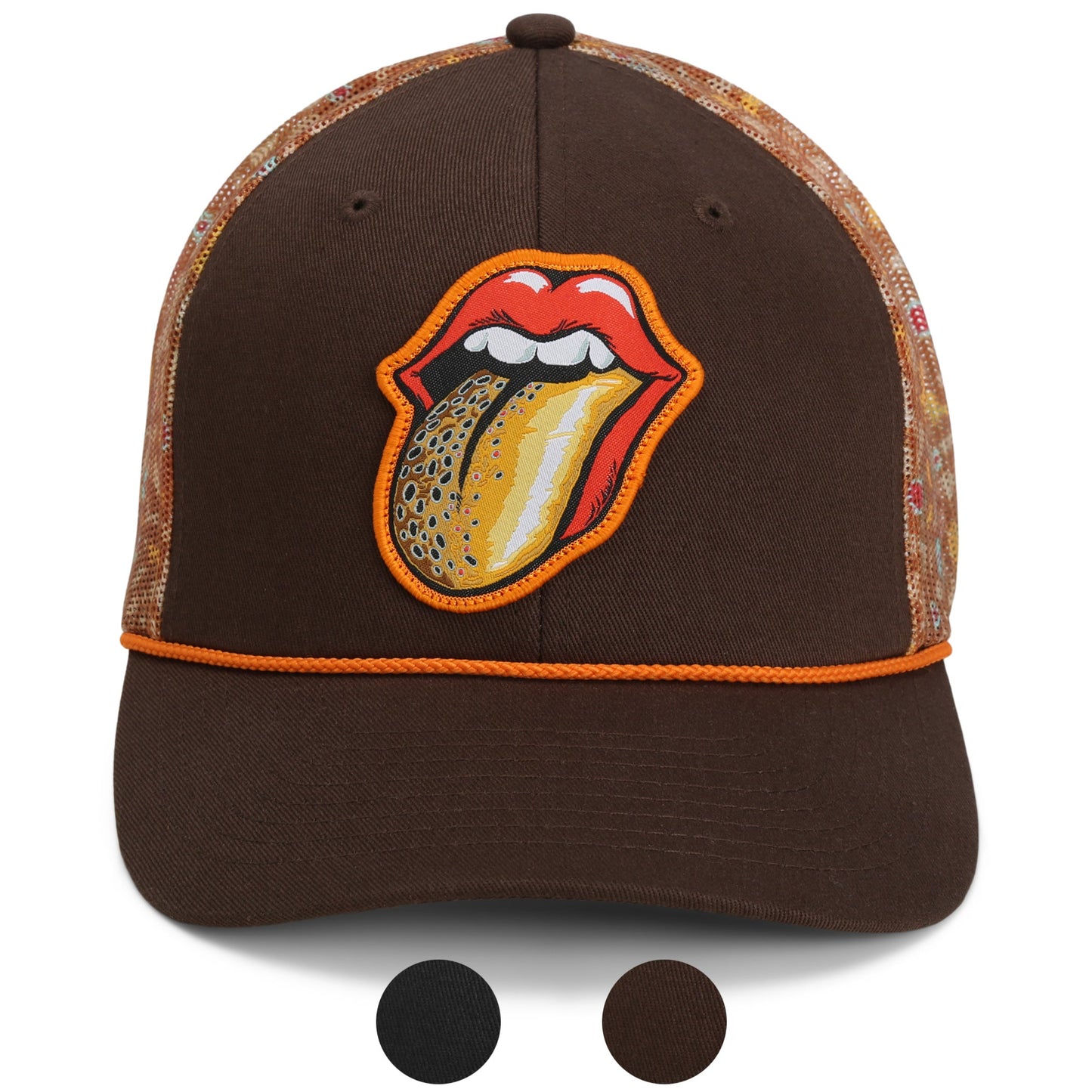 Paramount Outdoors Trout Tongue Fly Fishing Hat Patch Mesh Back Rope Cap