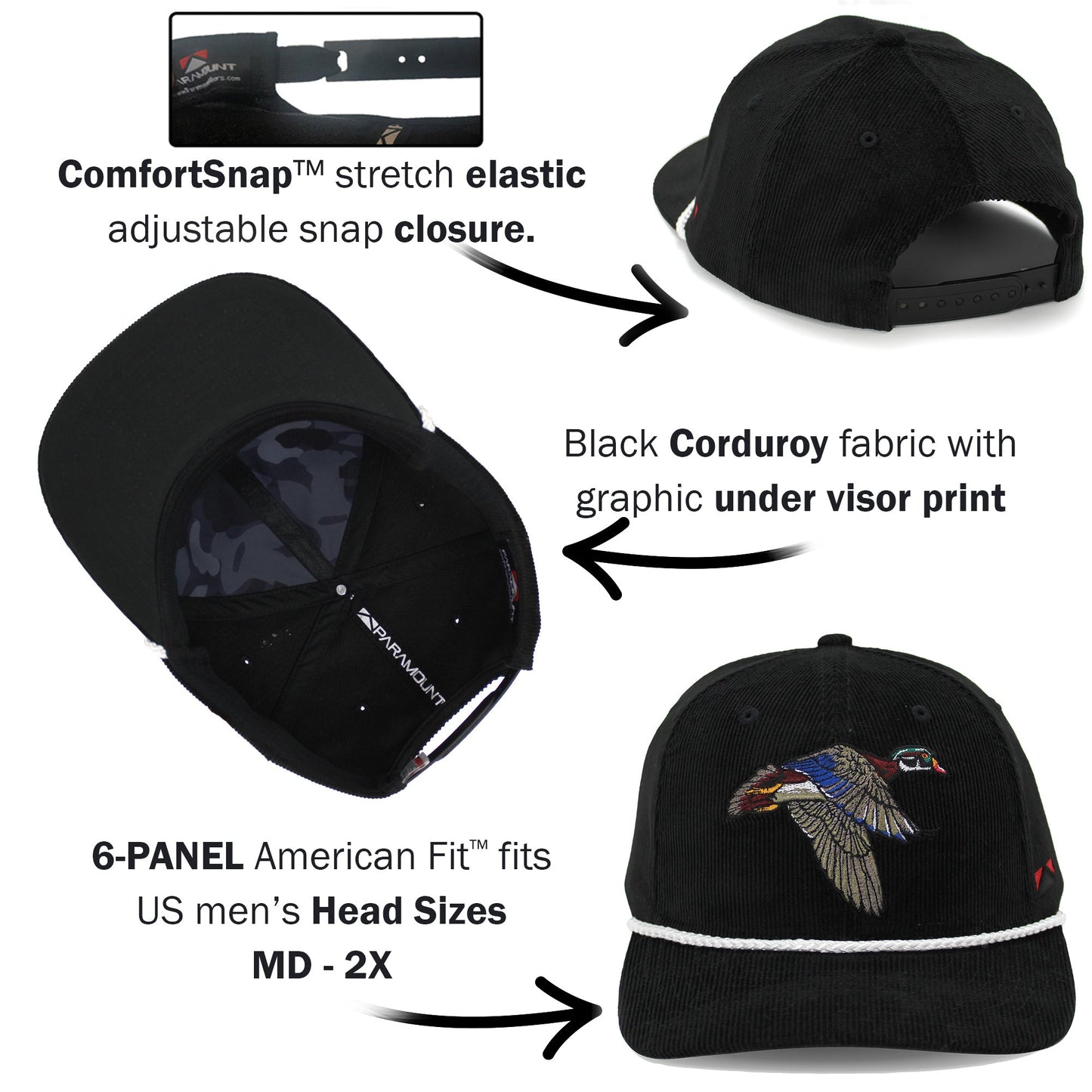 Paramount Outdoors Corduroy Wood Duck 6 - Panel Performance Cap - Angler's Pro Tackle & Outdoors