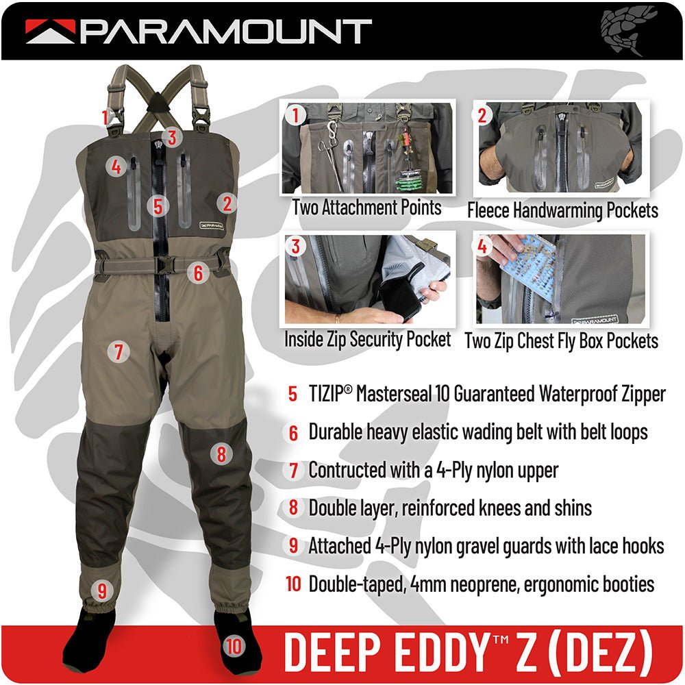 Paramount Outdoors DEEP EDDY Zippered Breathable Chest Wader - Angler's Pro Tackle & Outdoors