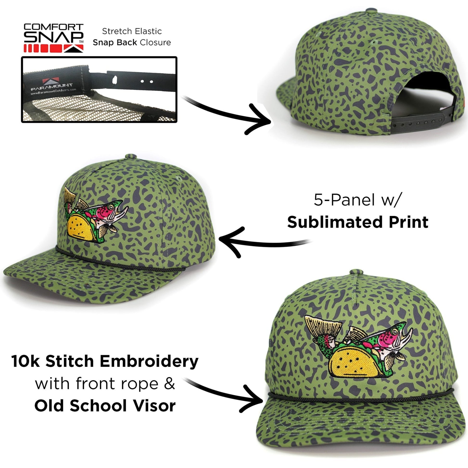 Paramount Outdoors Fish Tacos 5 - Panel Fly Fishing Hat - Angler's Pro Tackle & Outdoors