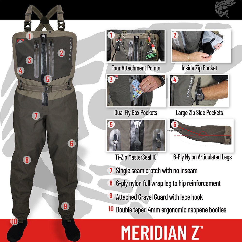 Paramount Outdoors MERIDIAN Z Zippered Chest Wader - Angler's Pro Tackle & Outdoors