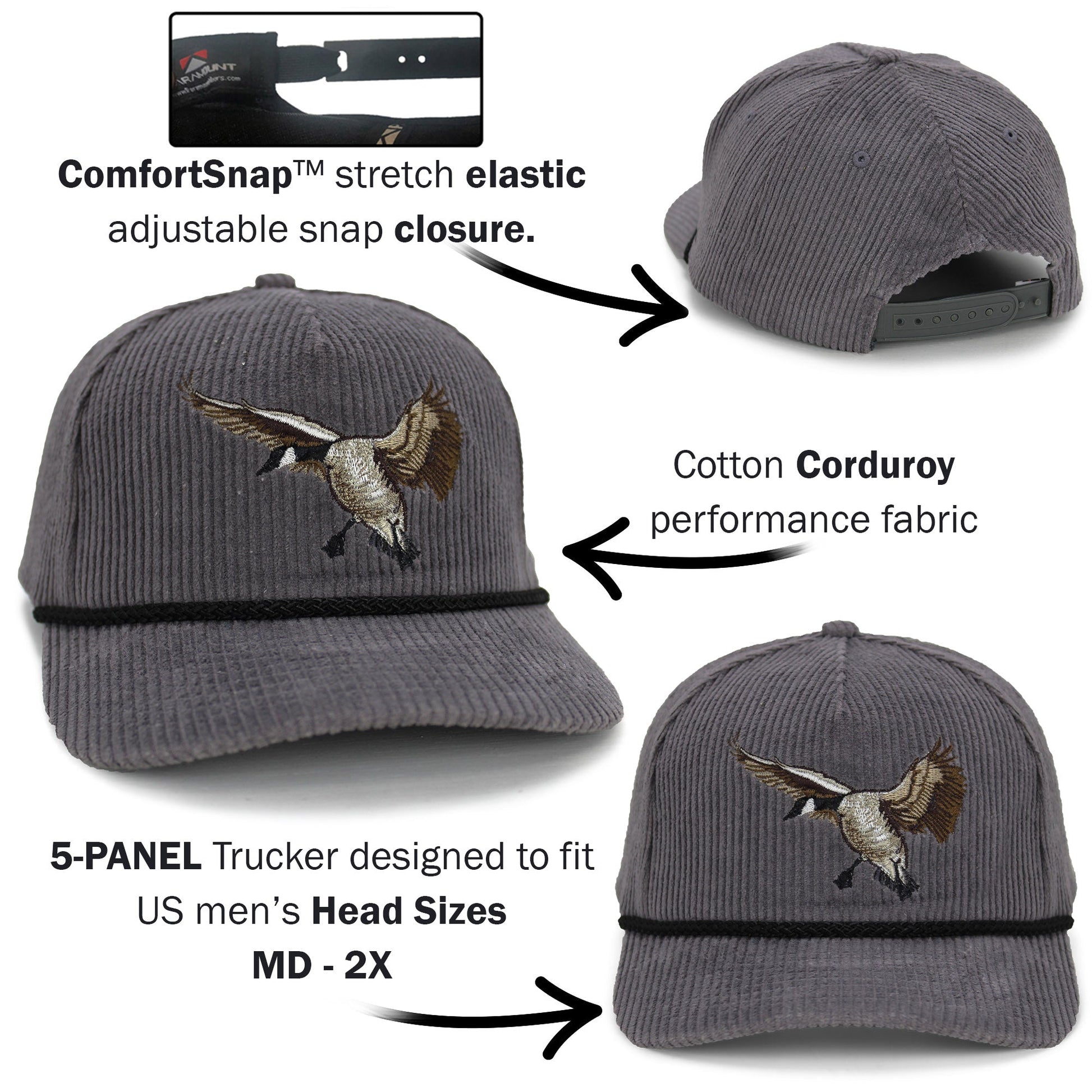 Paramount Outdoors New Canadian Goose Corduroy 5 - Panel Rope Cap - Angler's Pro Tackle & Outdoors