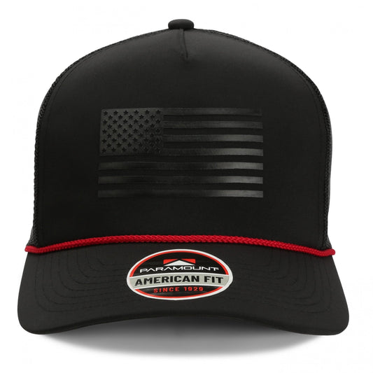 Paramount Outdoors Ridgeline Thin Red Line - trucker Hat American Flag Rope Cap - Angler's Pro Tackle & Outdoors