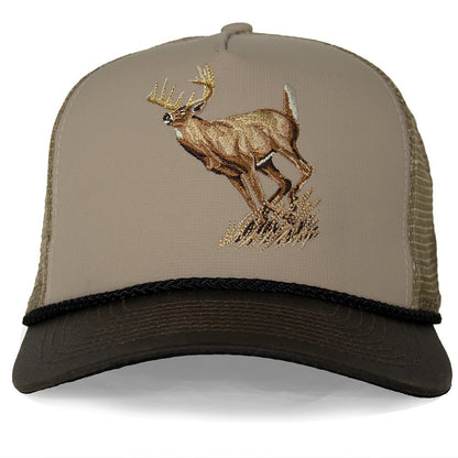 Paramount Outdoors Running Deer 5 - Panel Wax Cloth Visor Trucker Hat - Angler's Pro Tackle & Outdoors
