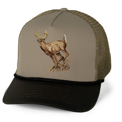 Paramount Outdoors Running Deer 5 - Panel Wax Cloth Visor Trucker Hat - Angler's Pro Tackle & Outdoors