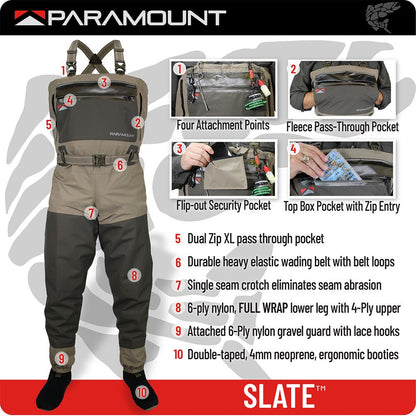 Paramount Outdoors SLATE Breathable Stockingfoot Chest Wader - Angler's Pro Tackle & Outdoors