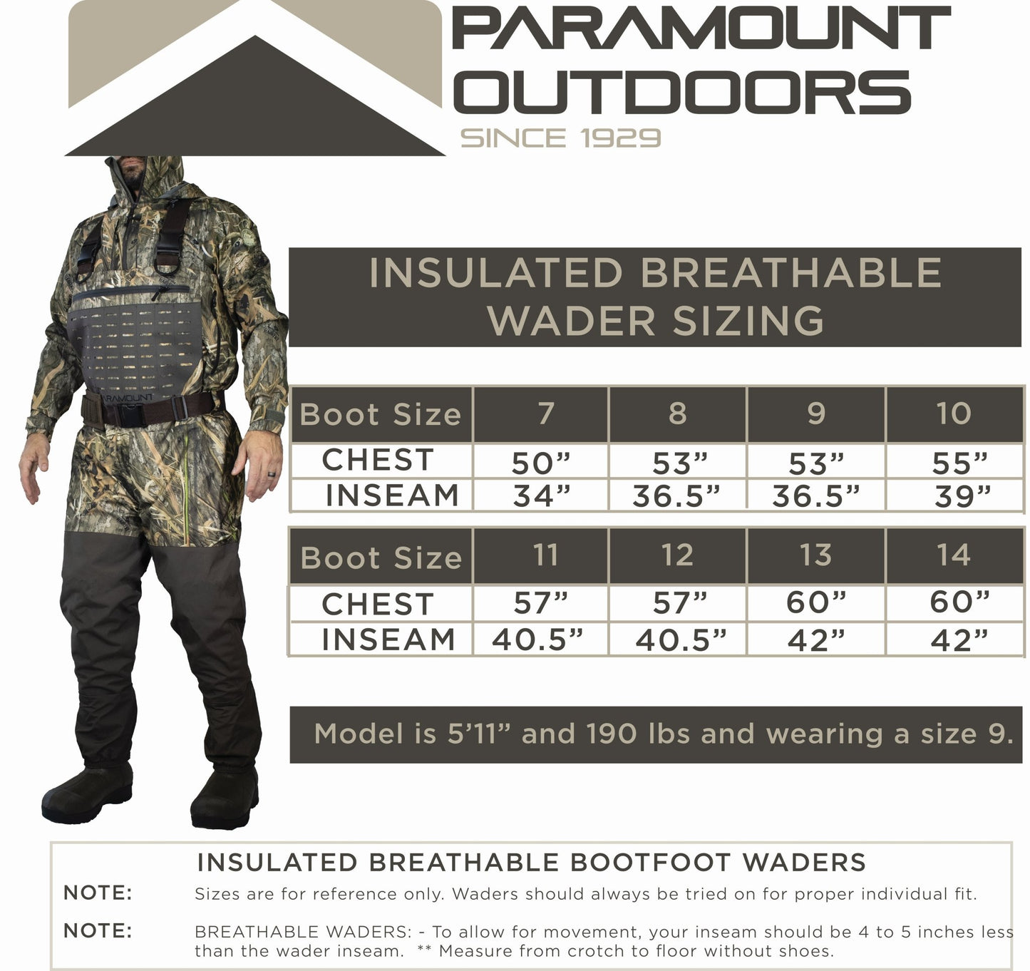 Paramount Outdoors SUMMIT Insulated Breathable Camo Wader 1600g - Angler's Pro Tackle & Outdoors