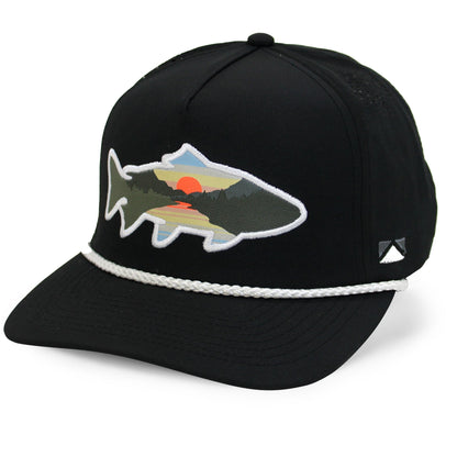 Paramount Outdoors Sunset Fish Silhouette 5 - Panel Performance Rope Cap - Angler's Pro Tackle & Outdoors