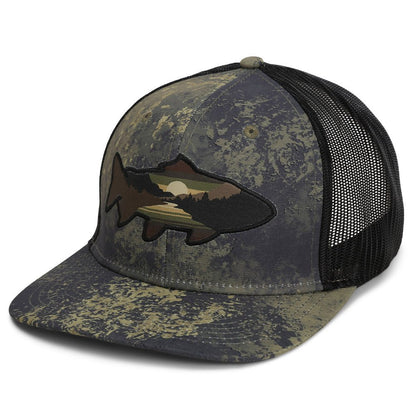 Paramount Outdoors Sunset Trout Fly Fishing Mesh Back Hat Fish Mountain Silhouette - Angler's Pro Tackle & Outdoors