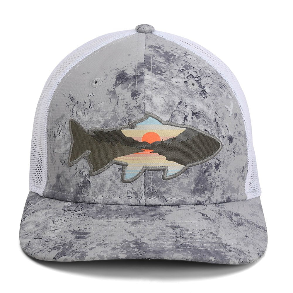 Paramount Outdoors Sunset Trout Fly Fishing Mesh Back Hat Fish Mountain Silhouette - Angler's Pro Tackle & Outdoors