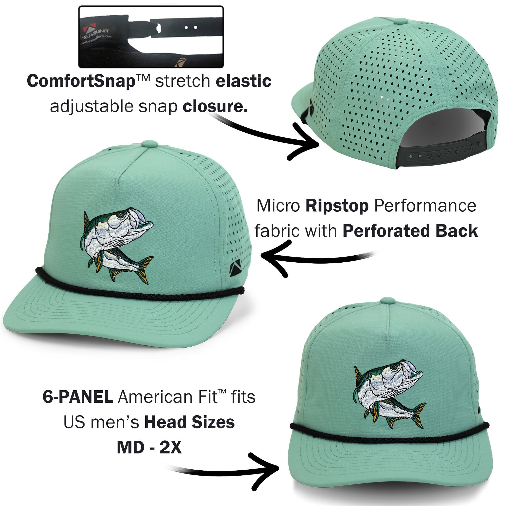 Paramount Outdoors TARPOON 5 - Panel Perforated Performance Rope Cap - Angler's Pro Tackle & Outdoors