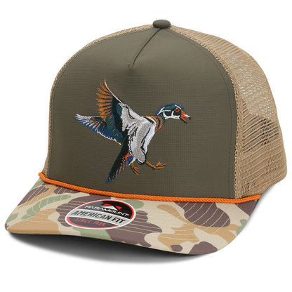 Paramount Outdoors Wood Duck Hat Rope Cap 5 - Panel Ridgeline Mesh Back - Angler's Pro Tackle & Outdoors