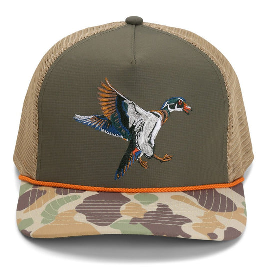 Paramount Outdoors Wood Duck Hat Rope Cap 5 - Panel Ridgeline Mesh Back - Angler's Pro Tackle & Outdoors