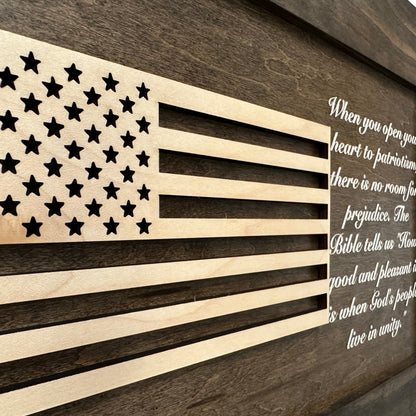 Bellewood Designs - American Flag Decorative Wall-Mounted Gun Cabinet (Jacobean)