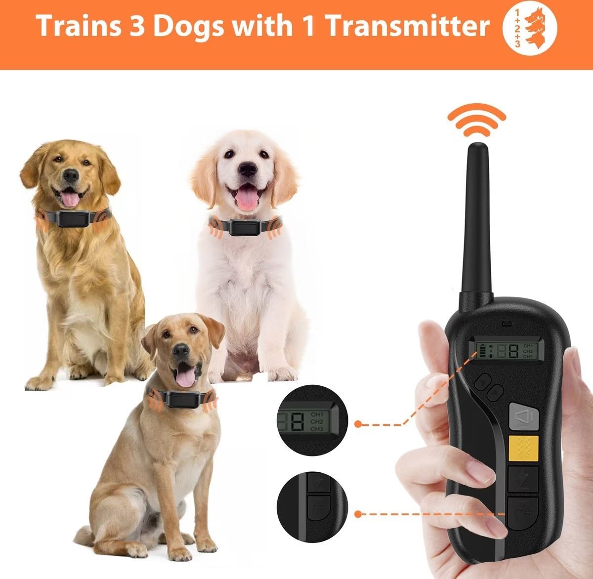Pawious - Dog Training E - Collar T680 for Hunting - 1400ft Range, IPX68 Waterproof, for Large Dogs - Angler's Pro Tackle & Outdoors