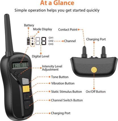 Pawious - Dog Training E - Collar T680 for Hunting - 1400ft Range, IPX68 Waterproof, for Large Dogs - Angler's Pro Tackle & Outdoors