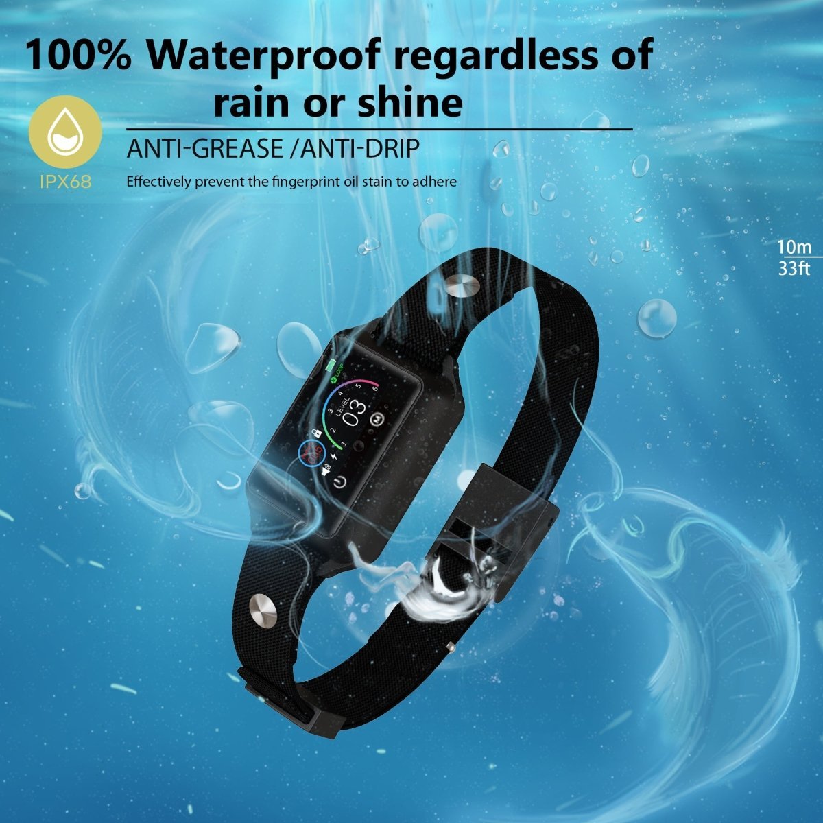 Pawious - Smart Dog Bark Collar B800 Black - Rechargeable, Waterproof IPX68, Small to Large Dogs, Adjustable 5 - 22in, Color Display - Angler's Pro Tackle & Outdoors