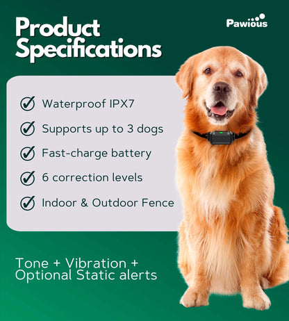 Pawious - Wireless Dog Fence & Forbidden Area F900Plus - High Precision, Secure Up to 1 Acre, Perfect for Homeowners - Angler's Pro Tackle & Outdoors