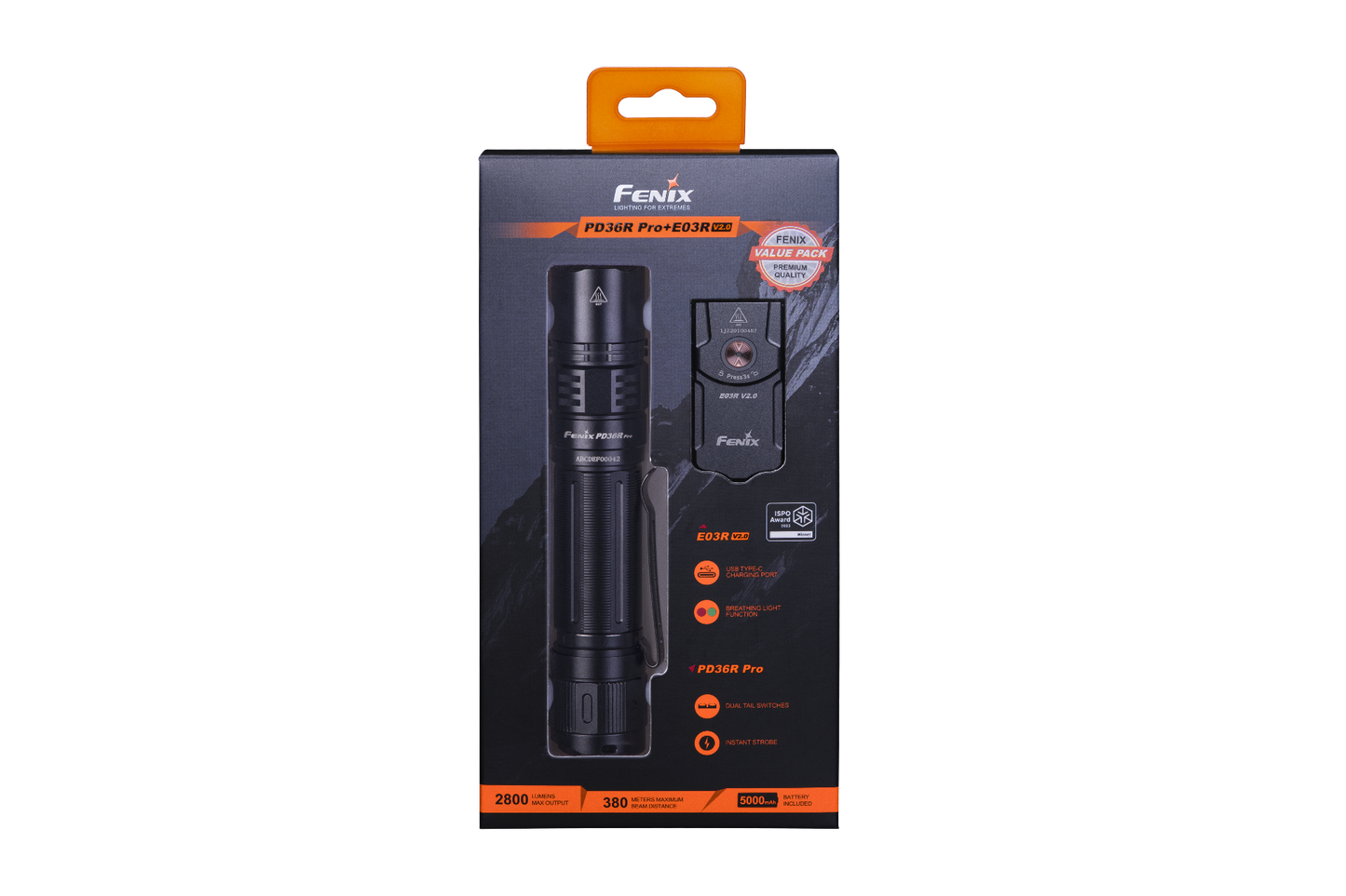 Fenix PD36R Pro 2800 Lumen Flashlight + Free E03Rv2 (optional)