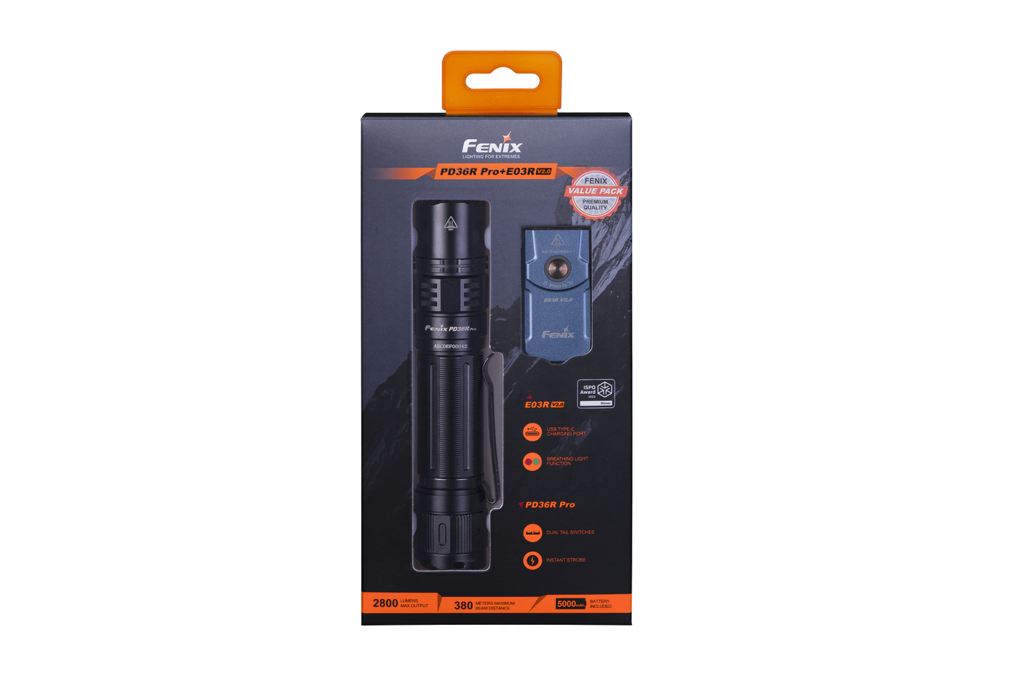 Fenix PD36R Pro 2800 Lumen Flashlight + Free E03Rv2 (optional)