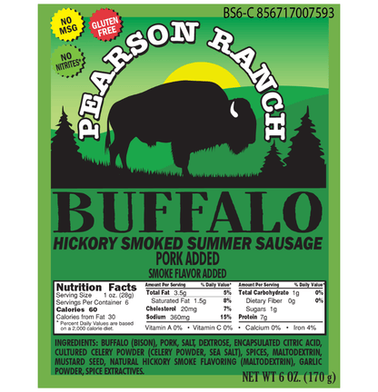 Pearson Ranch - Buffalo Hickory Smoked Summer Sausage (6 oz.) - Angler's Pro Tackle & Outdoors