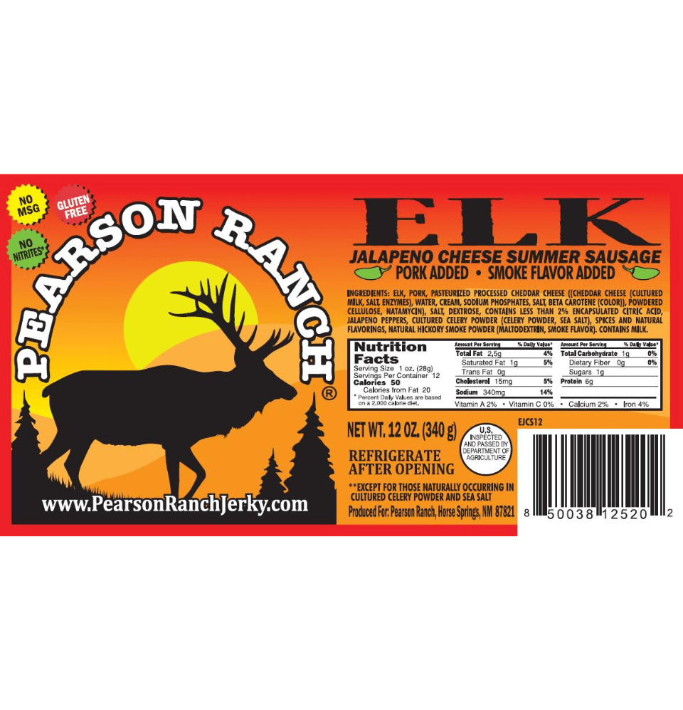 Pearson Ranch - Elk Jalapeno Cheese Summer Sausage (12 oz.) - Angler's Pro Tackle & Outdoors